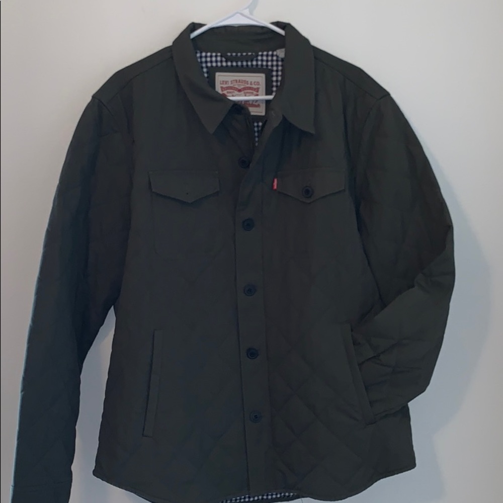 Dark Green Levi button up/ Zipper padded coat
